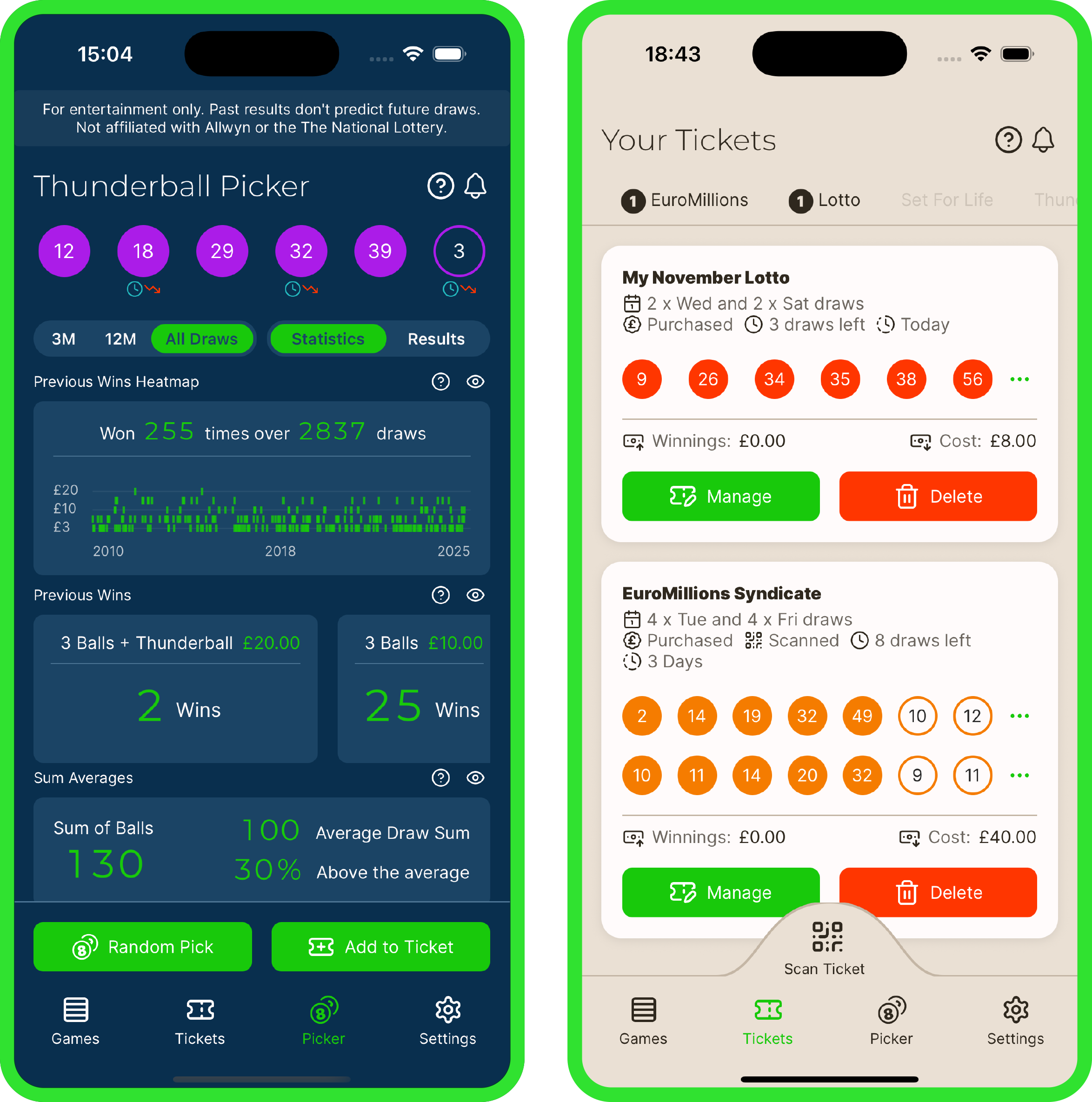 LottoBase - UK Lottery App | Ticket Scanner, Stats, Ball Picker